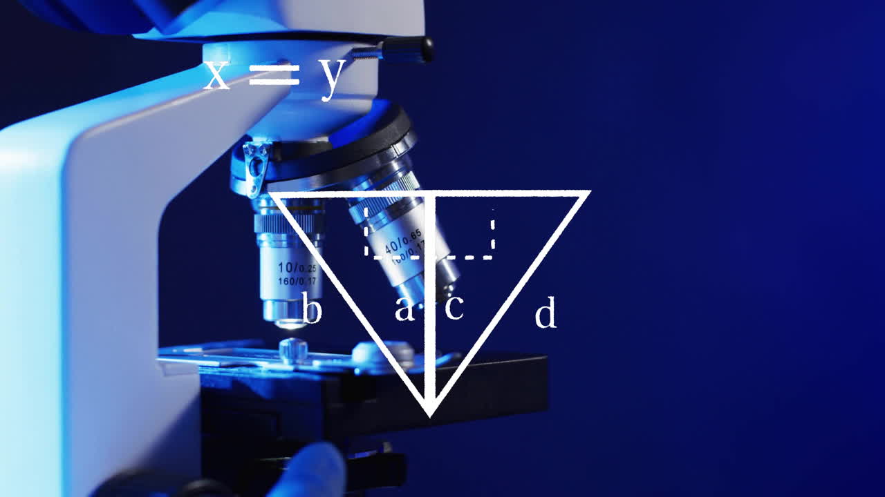 animación del procesamiento de datos científicos con el microscopio en el laboratorio