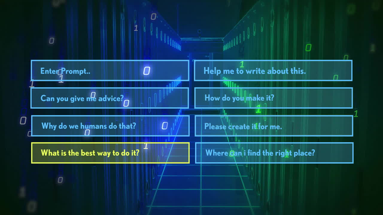 Animation of ai data processing over computer server