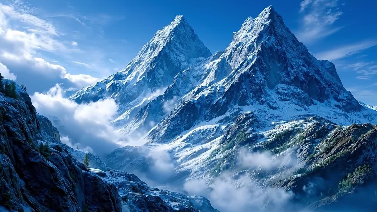 una cadena montañosa con montañas cubiertas de nieve al fondo