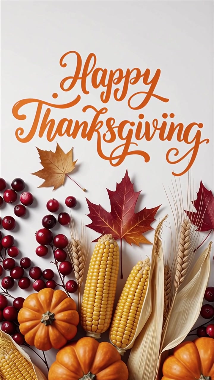 Fondo de feliz Día de Acción de Gracias con hojas de otoño y calabazas