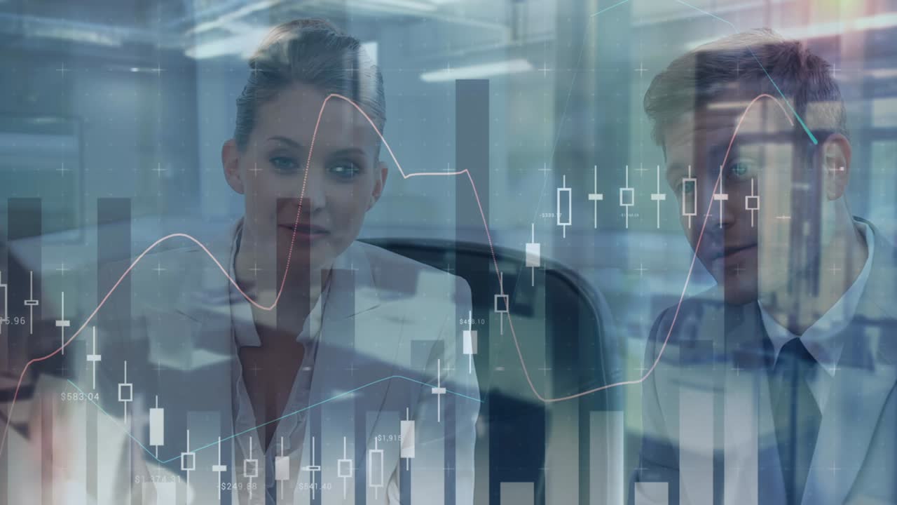 animación del procesamiento estadístico sobre las personas de negocios