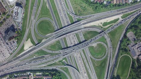 aerial drone view of toronto canada highway