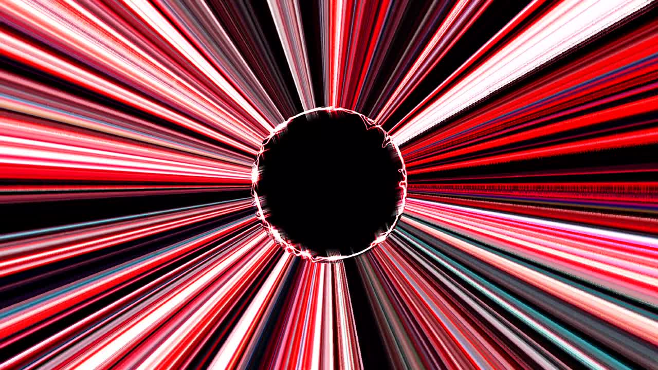 las líneas brillantes brillantes establecen un movimiento de onda azul, colorido, sobre un fondo negro