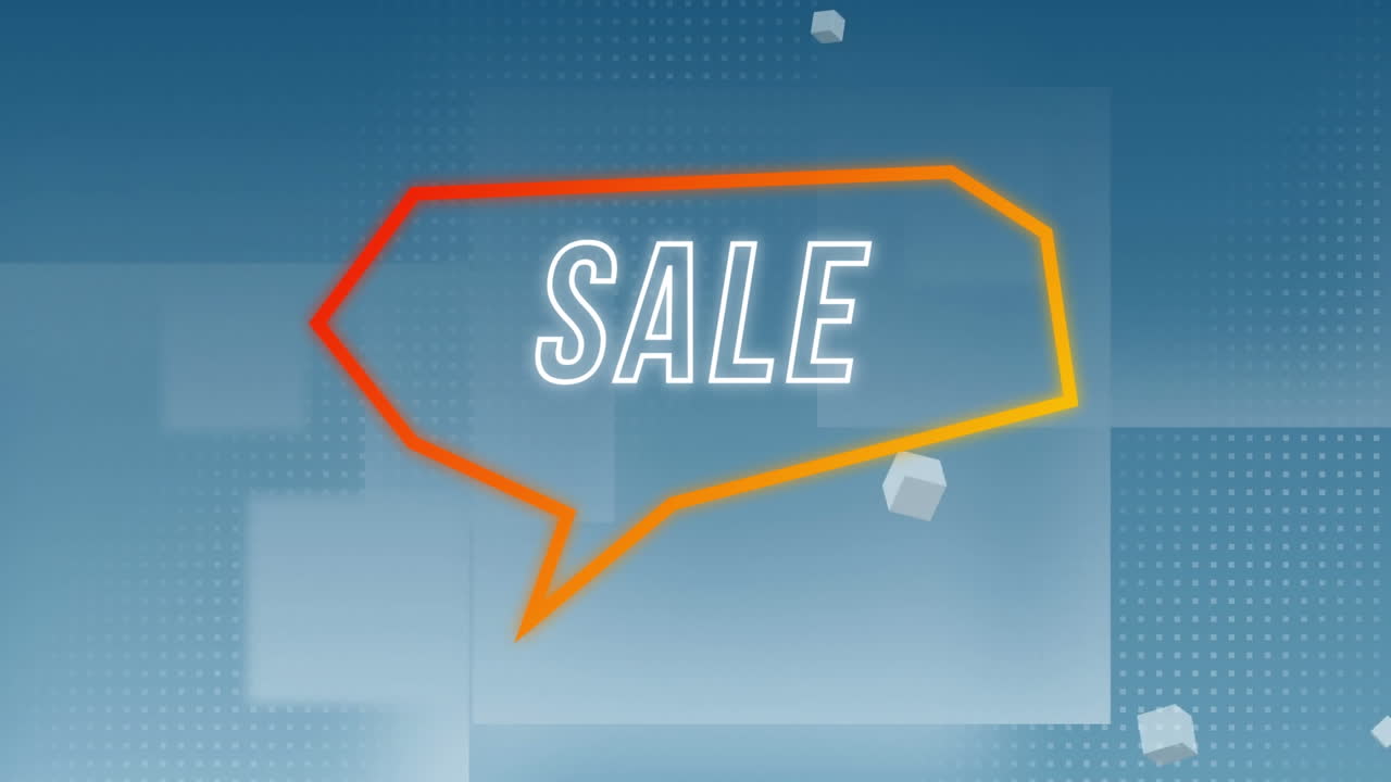 레트로 스피치 버블에서 판매 텍스트의 애니메이션