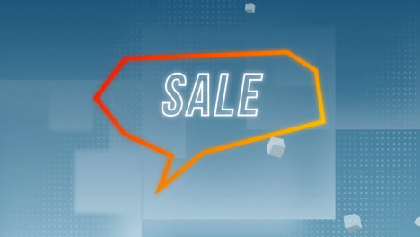 animación del texto de venta en la burbuja de habla retro