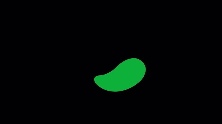 Macchia liquida verde che si espande e riempie lo schermo