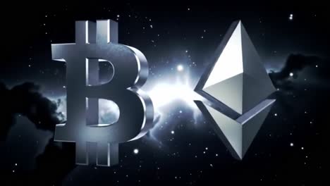 bitcoin and ethereum in space