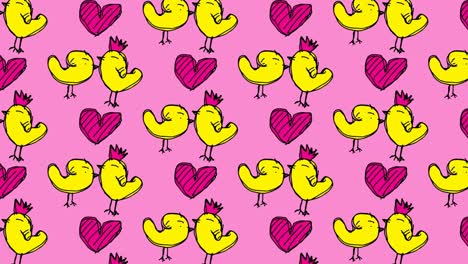 kids drawing pop art seamless background with theme of chicken and love