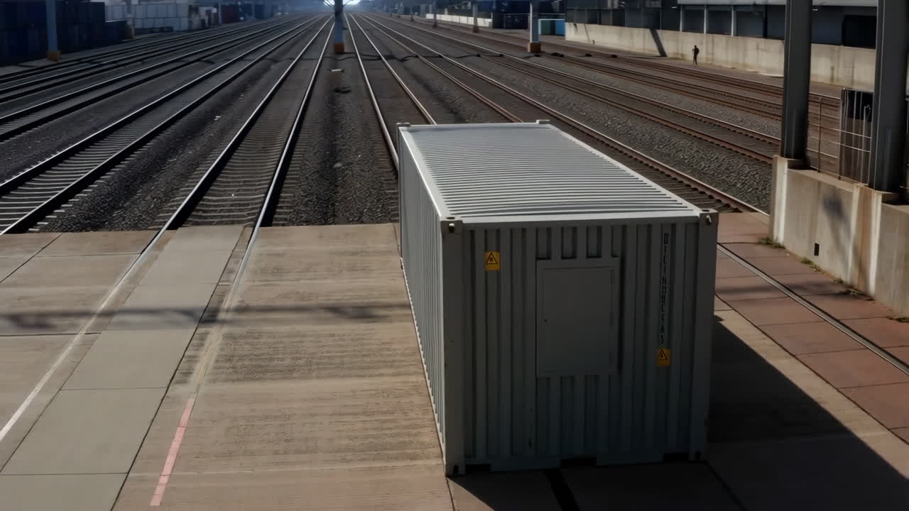 Shipping Container at a Train Station