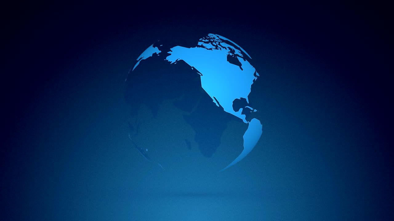 el globo terrestre girando sobre un fondo azul oscuro