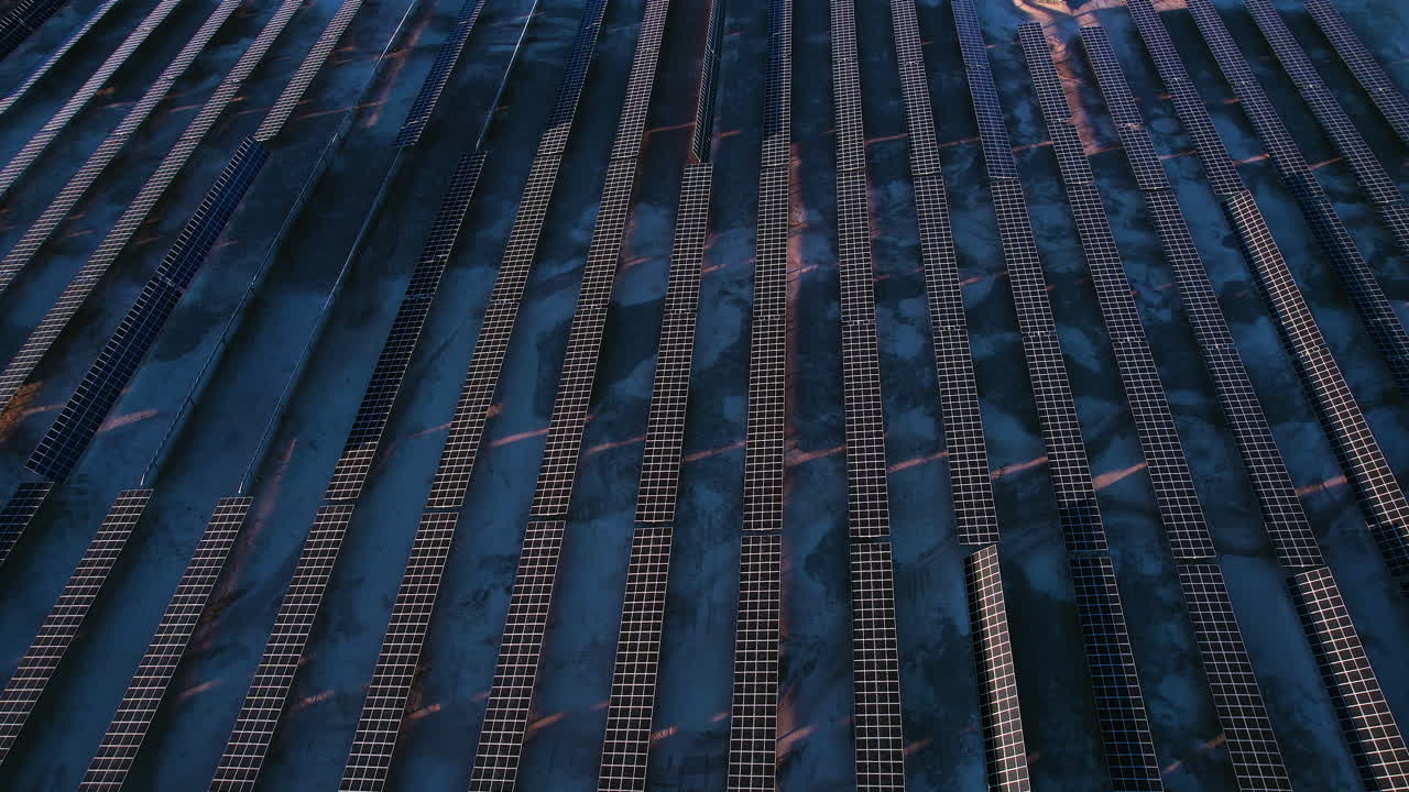 Aerial View of Massive Solar Panels Array, Solar Power Plant in Nevada Desert