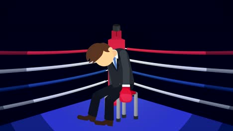 business man battle lose in boxing gloves. business competition concept. loop illustration in flat style.