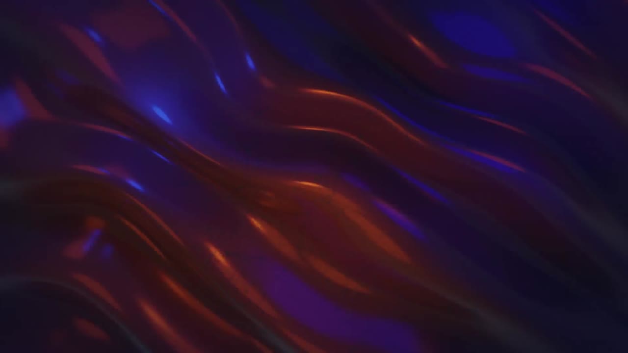 Animaatio vihreistä pleksus-verkoista oranssin ja violetin nestemäisen taustan yllä