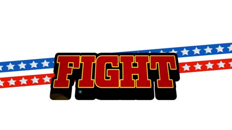 Animation-of-fight-text-over-retro-speech-bubble-against-american-flag-design-on-white-background