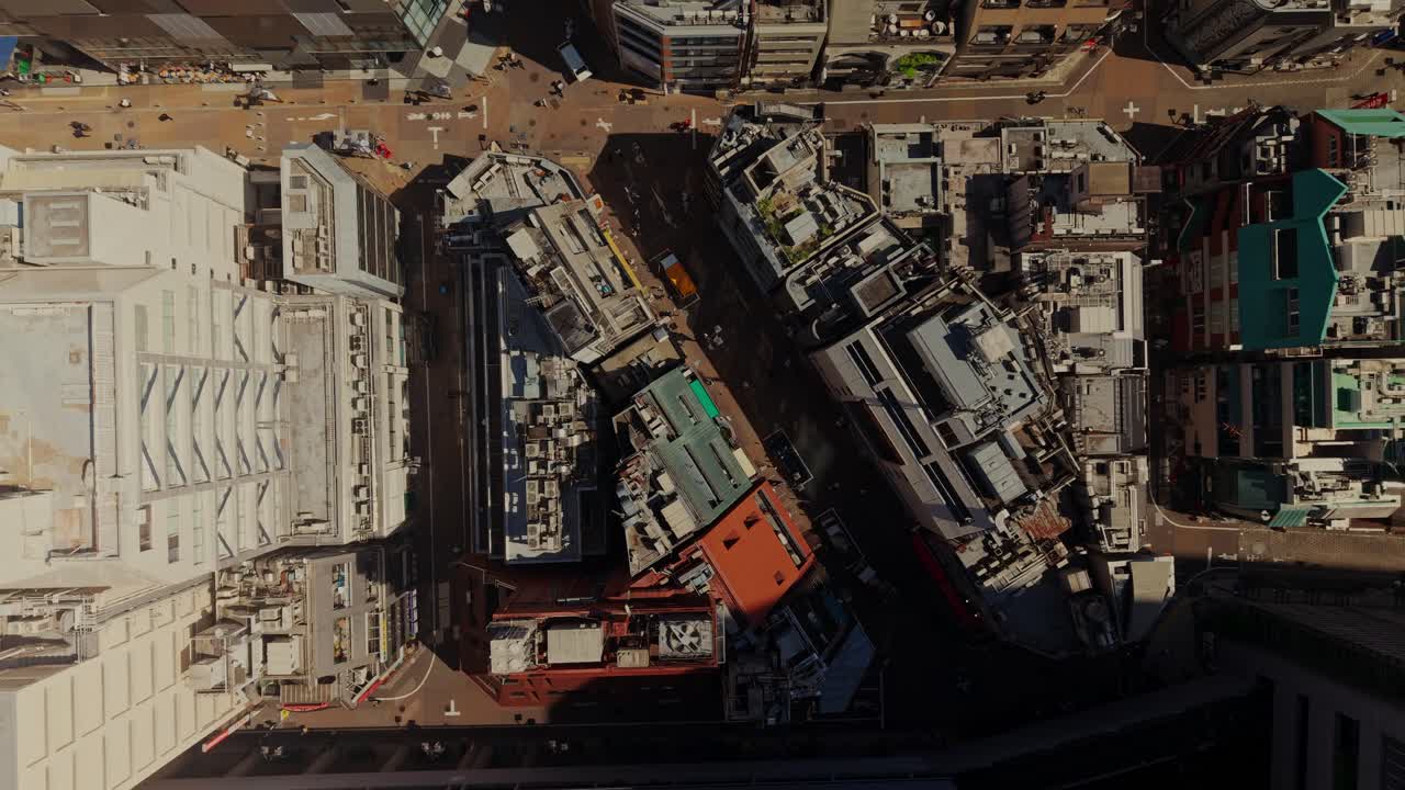 Aerial view of a city with buildings