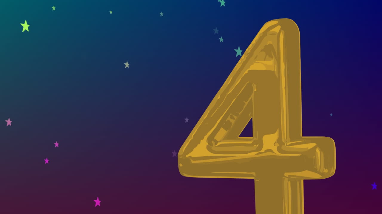 Animazione di stelle su sfondo blu navy con 4