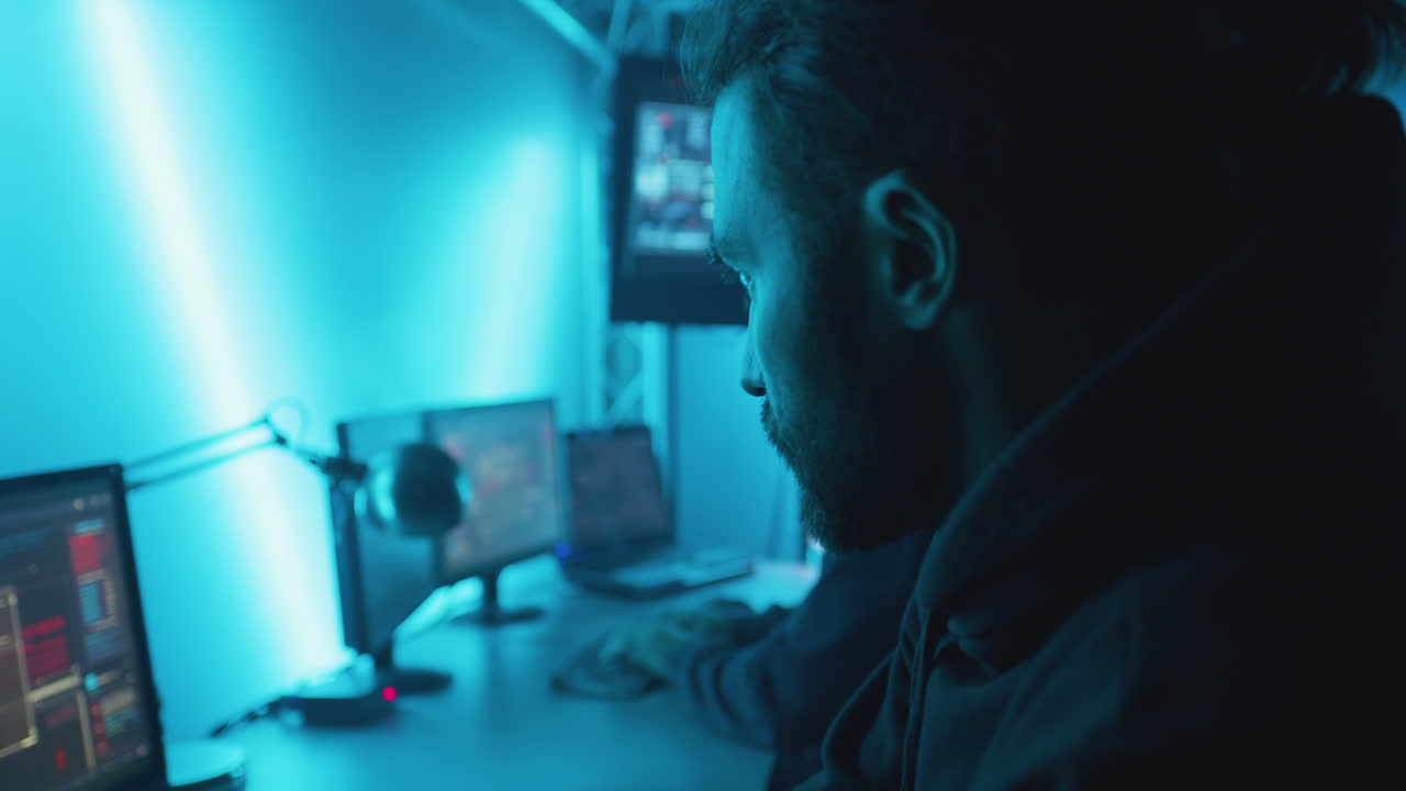 Team of Developers Working Late at Night