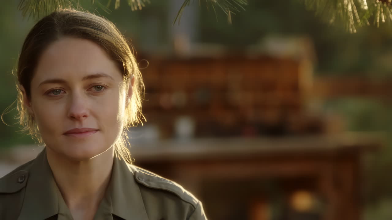 Close-up portrait of a woman in natural light outdoors