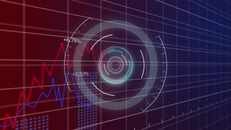 Animation of scope scanning and data processing over blue background