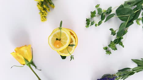 yellow rose and lemon still life