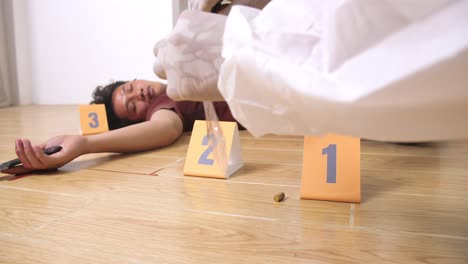 Crime Scene Investigation - Detail Of Lifting Evidence