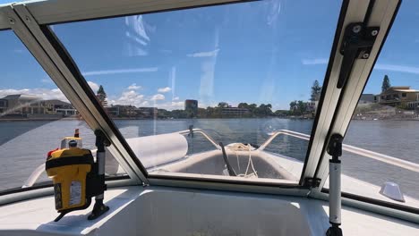 scenic boat journey with emergency equipment visible