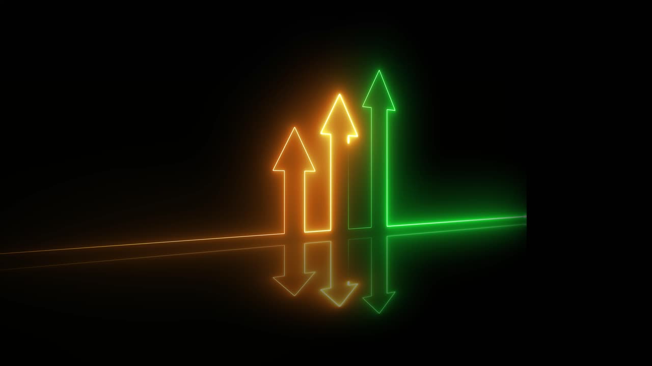 Neon Arrows Showing Growth