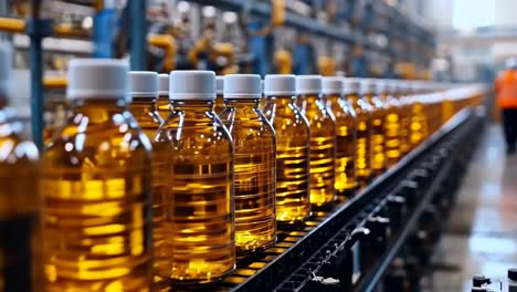 preparing water and juice bottling factory for filling recycled pet plastic bottles.