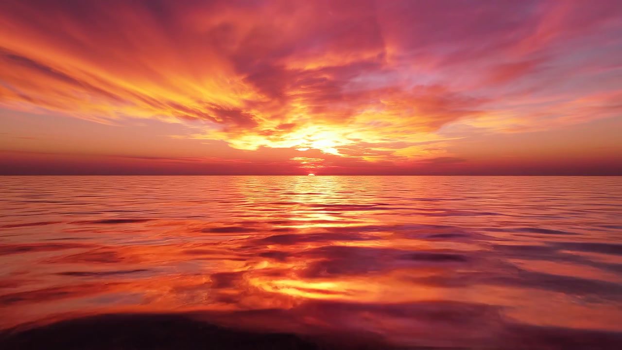 Lebhafte Sonnenuntergangsreflexionen über einem ruhigen Meereshorizont
