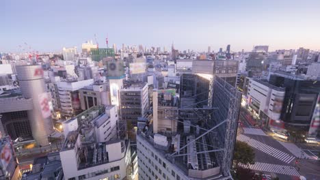 shibuya and shinjuku skyline at dawn time lapse