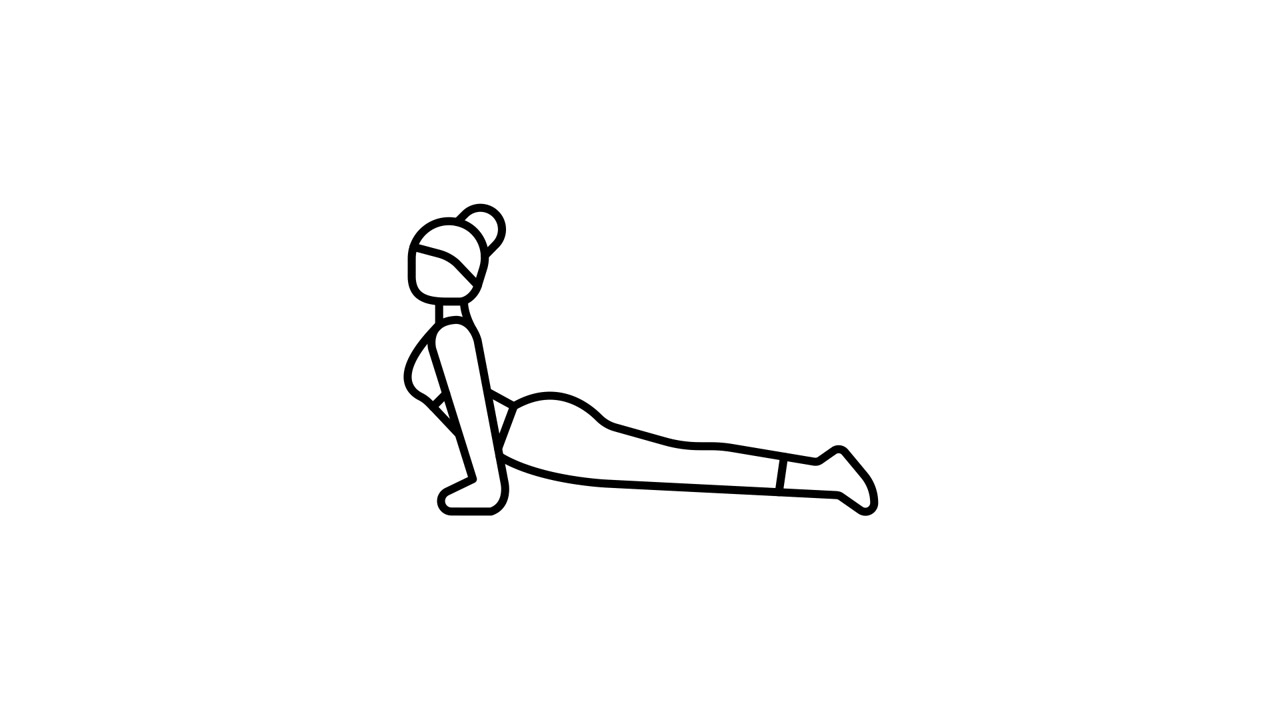 Animação em Arte Linear de uma Pessoa Praticando Yoga Cachorro Olhando para Cima