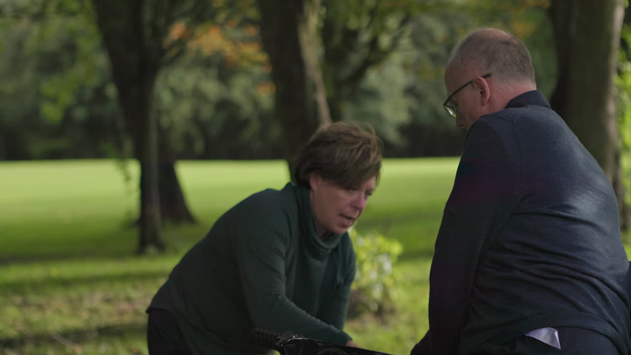 People talking in a park