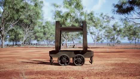 old rusted mining cart in desert