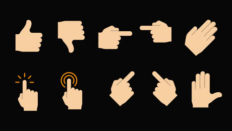 Bunte-Symbole-Von-Daumen,-Klatschen,-Emoji,-Transparenter-Hintergrund-Mit-Alphakanal