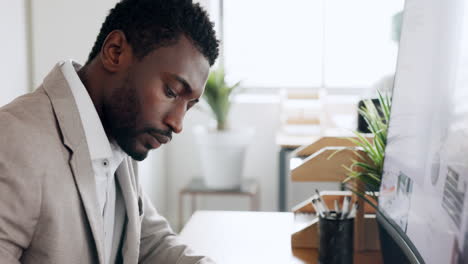 writing, computer and thinking with a business