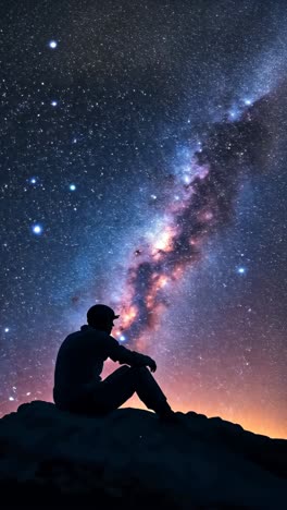 man contemplating the milky way