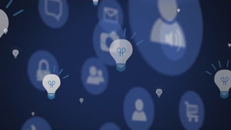 animación de bombillas sobre los iconos de los medios