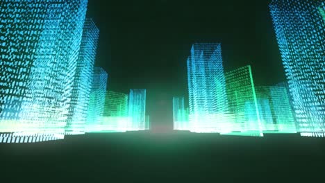 animation of city on black background