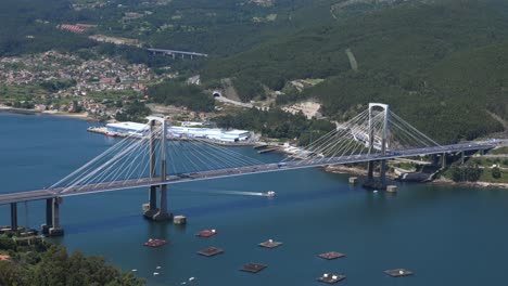 awesome view of the rande bridge over the ría de vigo in pontevedra, spain