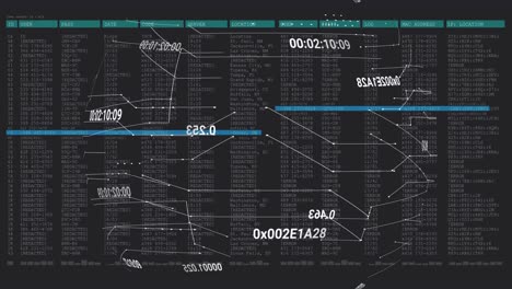 Animation-of-lines-and-numbers-changing-on-black-background