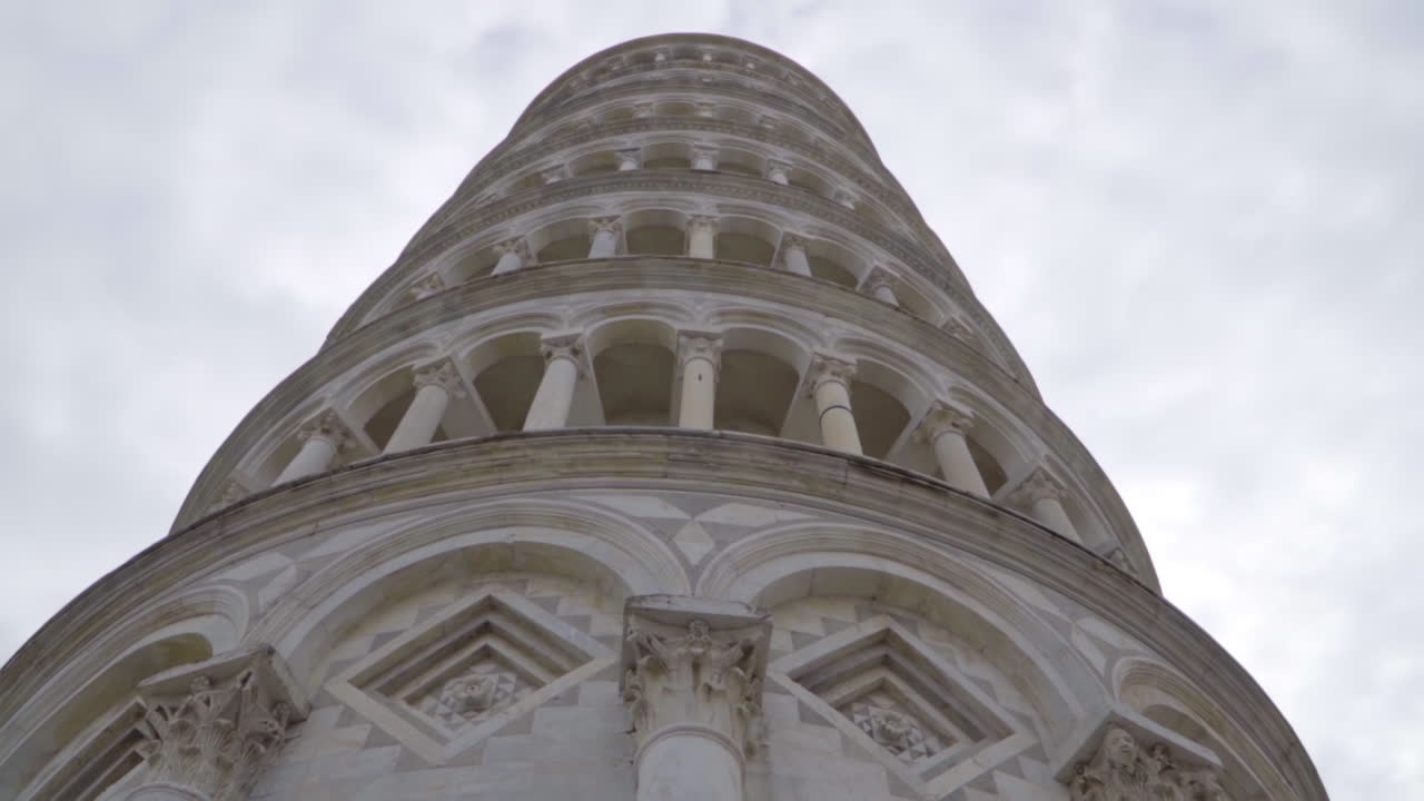 Close Tilt Up of Leaning Tower of Pisa