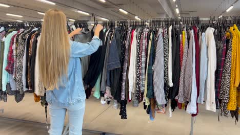 young adult female shopping in a thrift store cheap shop shop discounts not expensive clothes young adult female shopping in a thrift store cheap shop shop discounts not expensive clothes used clothes