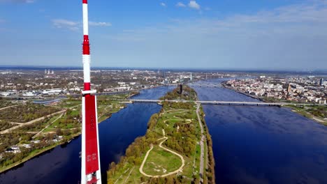 riga, latvia, europe - the iconic riga radio and television tower - pan up shot