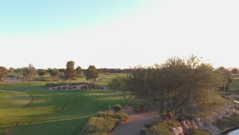 drone footage from a golf course near a residential neighborhood in arizona