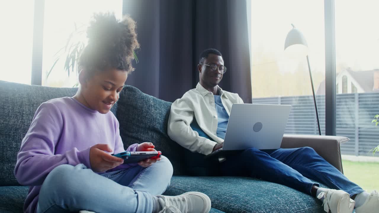 Family relaxing at home