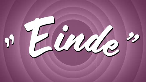 animation of einde text over vintage purple circles