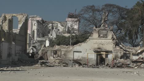 collapsed buildings following the haiti earthquake