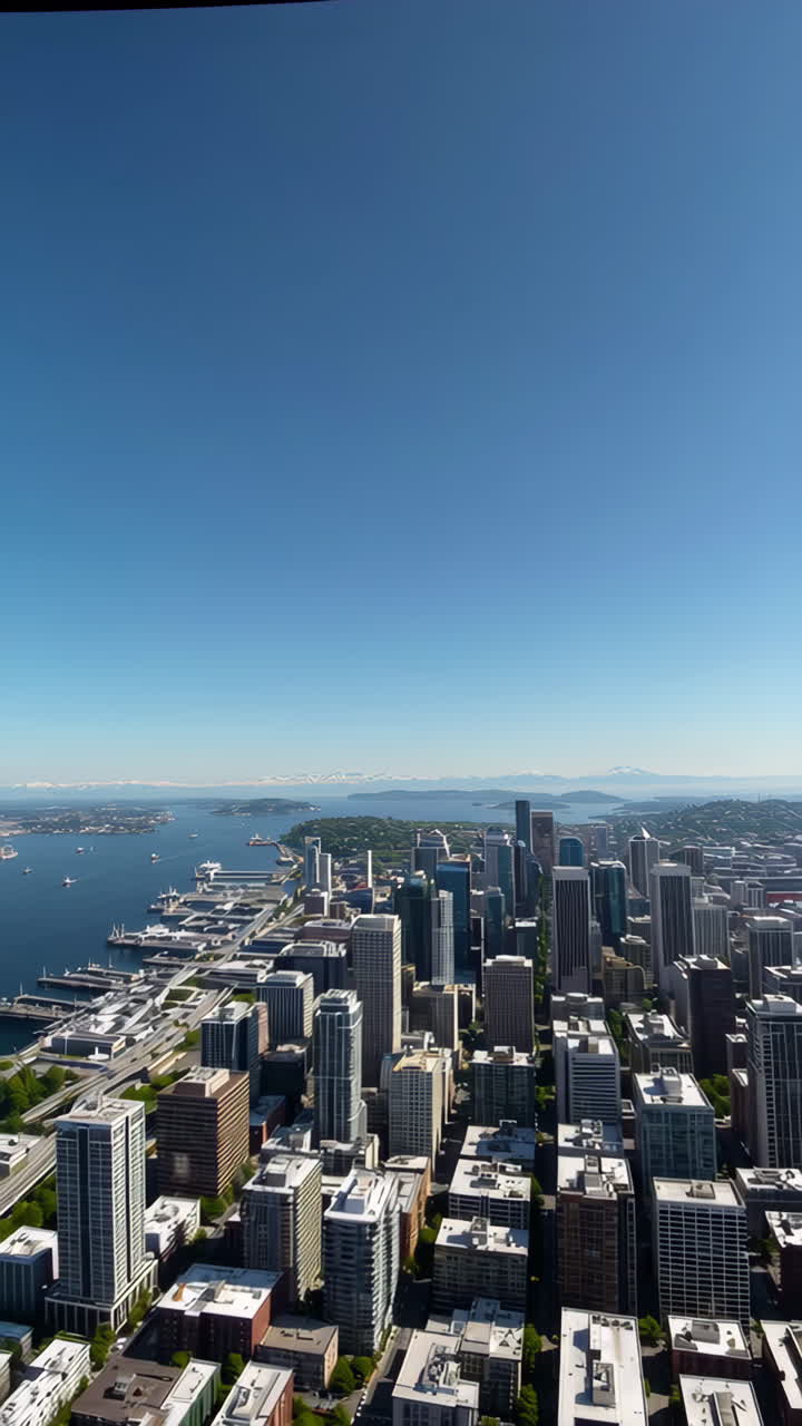 Seattle Skyline and Space Needle View from Above