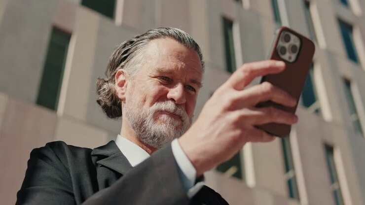 Businessman Taking Photo Outdoors