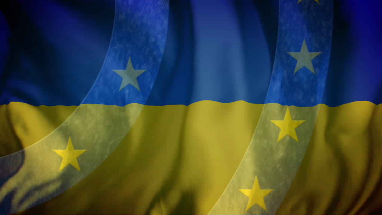 объединение флагов европейского союза и украины анимация